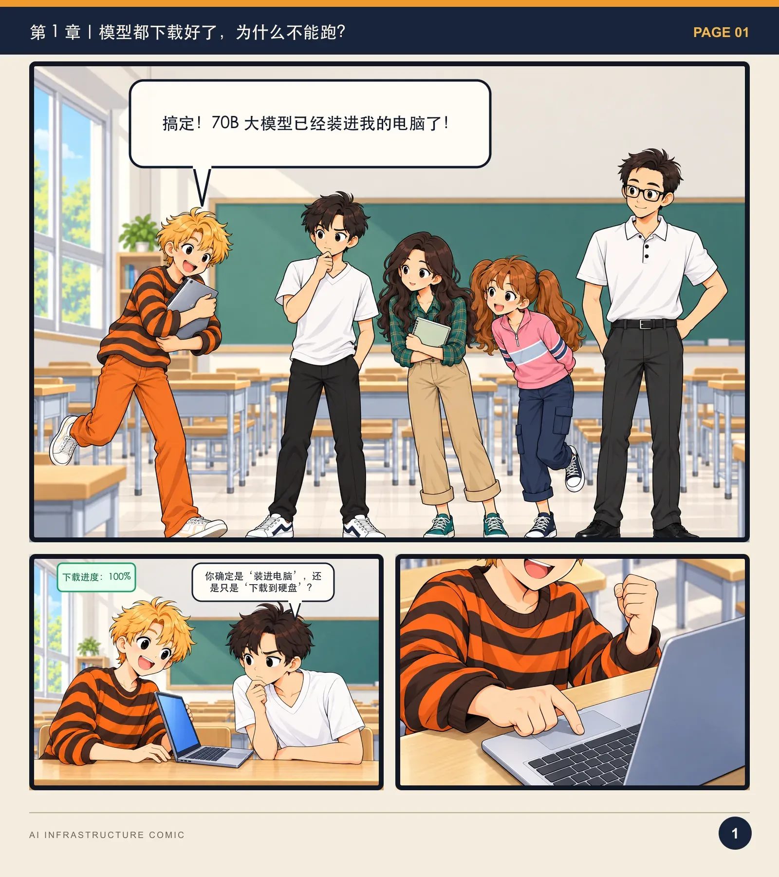 模型为什么跑不起来？——漫画读懂 AI Infra · 第 1 页